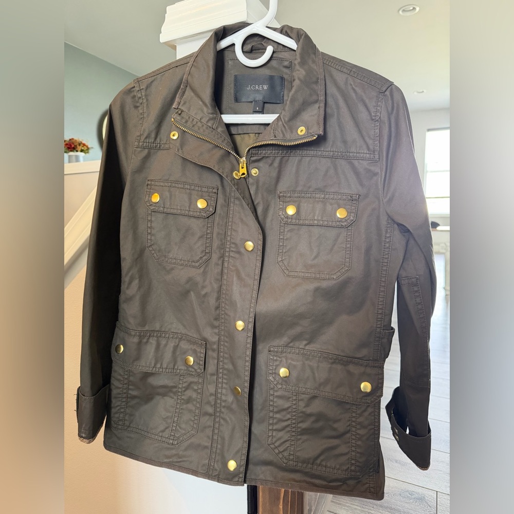 J. Crew Olive Utility Jacket with Gold Hardware